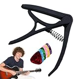 Ceja Para Guitarra Acústica,Incluye 6 Púas Ceja Acústica | Clip Ajustable Afinador Preciso Para Práctica - Para Práctica Musical Hombres Mujeres