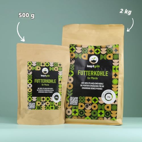 Futterkohle für Pferde 500g – 100% pflanzlich | keep it grün