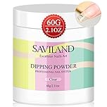 Saviland 60g Clear Dipping Powder - 2.1oz Big Bottle Dip Powder French Nail Art Starter Manicure, Strengthen NailPowder, Dip Nail Powder Kit Easy for Nail Beginners to Use No Nail Lamp Needed