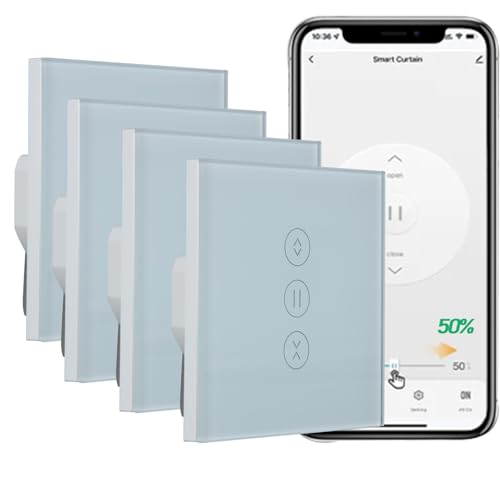 Nicoone Roller Shutter Timer Switch, WiFi Smart Curtain Switch, App Remote Control and Voice Control, Compatible with Alexa Echo and Google Assistant, Curtain Blind Touch Switch for Roller Shutters