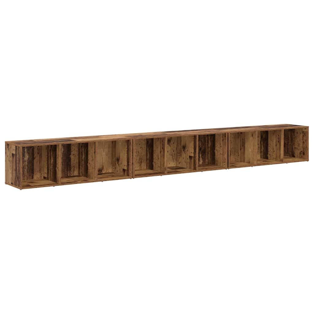 Set di 3 mobili per TV da parete, in legno anticato, 37 x 35 x 107