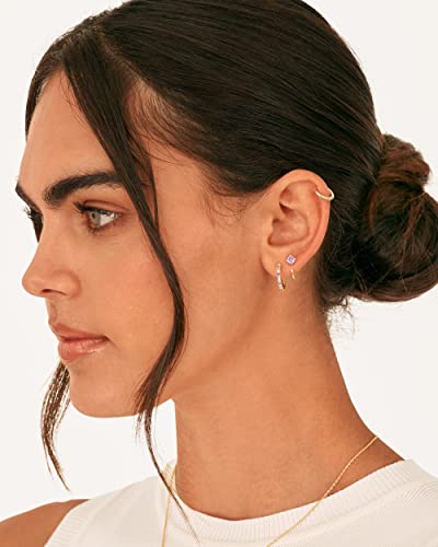 Pavoi 14K Yellow Gold 925 Sterling Silver Huggie Half Hoop Earrings For Women | Tiny Boho Amethyst Cartilage Earring #TOP4