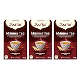 Yogi Tea - Männer Tee, Ayurvedischer Bio Gewürzteevon Natur aus Koffeinfrei, Mischung aus gerösteten Kräutern und Gewürzen, Ginseng, Chili und Muskatblüte, 3x17 Beutel (51 Teebeutel insgesamt)