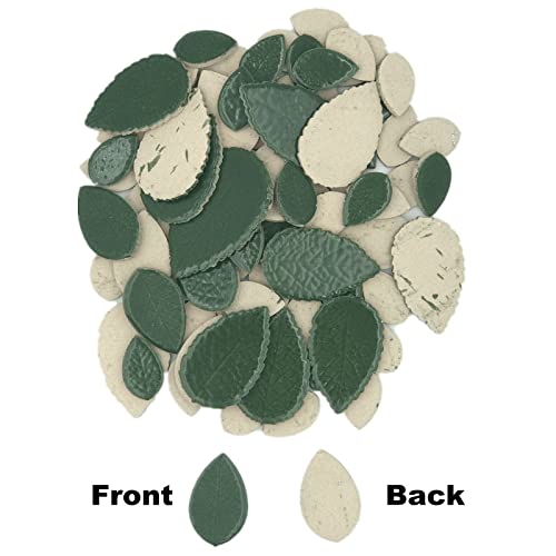 200G Leaves Shape Stained Ceramic Mosaic Tiles For Crafts , 0.9"~2" Various Sizes Mosaic Pieces, Porcelain Mosaic Tiles For Home Decoration (Green) #TOP5