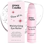 grace & stella Under Eye Brightener with Rose Quartz Rollerball - Hyaluronic Acid & Caffeine Eye Serum for Dark Circles and Puffiness - Travel Size Toiletries - Vegan Skincare (15ml / 0.51floz)