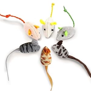 Ktl 6er Pack Echtfell-Spielzeugmäuse Katzenminze