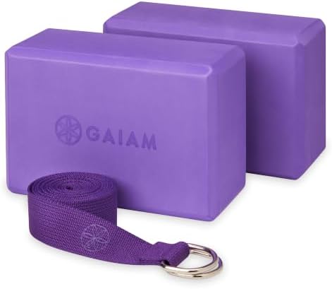 Gaiam Essentials Yoga Block 2 Pack & Yoga Strap Set