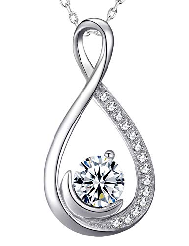 Forever Love Infinity Necklace for Wife Birthday Gifts Mom April Birthstone Jewelry Women Simulated Diamond Jewelry Sterling Silver