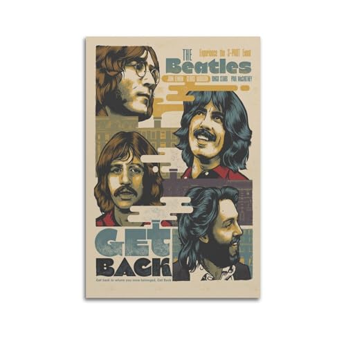 DATOZA Póster decorativo de The Beatles Get Back, lienzo decorativo para pared e imagen artística moderna para decoración de dormitorio familiar, 12 x 18 pulgadas (30 x 45 cm)