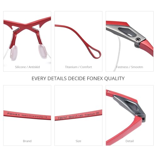 Image of FONEX Pure Titanium Glasses Frame Men Semi Rimless Square Eyeglasses Eyewear DTX416