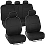 BDK PolyPro Car Seat Covers Full Set in Solid Black – Front and Rear Split Bench Car Seat Cover, Easy to Install, Interior Covers for Auto Truck Van SUV