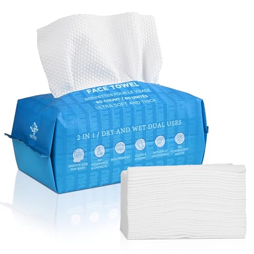 WITHU Toallas desechables para la cara, ultra suaves, gruesas, desmaquillantes higiénicos, toallitas de limpieza facial, paño seco y servilletas, multiuso/diario