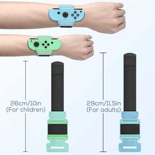 Bracelets pour Nintendo Switch Just Dance lot de 2 sangles Joy-Con réglables vert et bleu