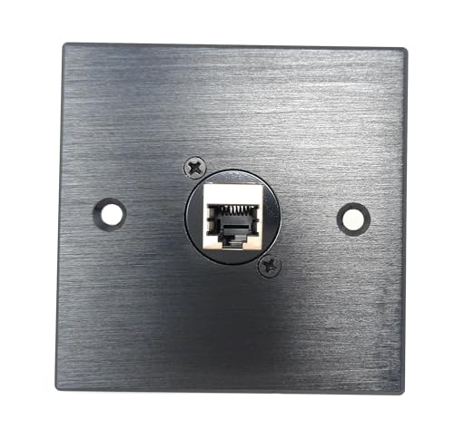 Brushed Aluminium Single Cat6 Female Socket D-Series Outlet Wall Faceplate – Durable Metal Plate for Cat6/Cat5e/Cat7/Cat8/Cat9 Ethernet Networking Cables, Screws Included