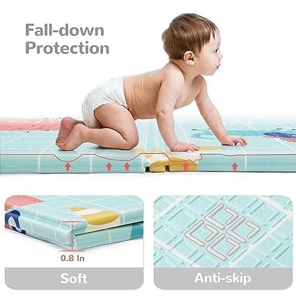 Image of WENGTY Double Sided Water Proof Alphabet Mat Reversible Design Foldable Play Mattress for Baby, Foam Mats for Kids Large Size (Bus-2)