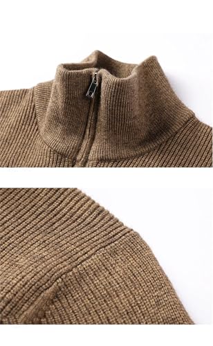 Men's Warm Zipper Neck Sweater for Fashion Business Casual Solid Color Thickened Knitwear Pullover Sweater4