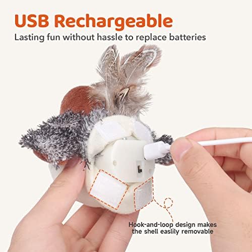 Potaroma Cat Toys Rechargeable Flapping Bird Sparrow — texture and fabric close-up