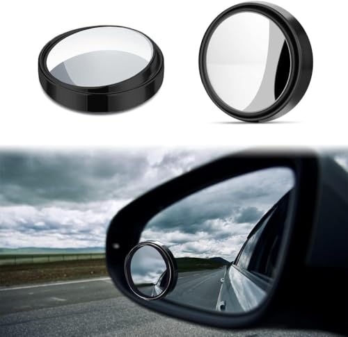 Image of Blind Spot Mirror, 360 Adjustable, Convex Glass, Waterproof, Universal Fit for Cars & SUVs, Black (Wide Angle Side Rear View)