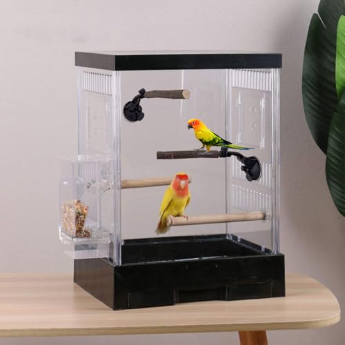 Image of 2 PCS Natural Wood Bird Perch with Suction Cup Parrot Shower and Window Perch Stand Bird Portable Suction Cup Shower Perch for Parrot Parakeet Cockatiel Conure Budgie Lovebirds
