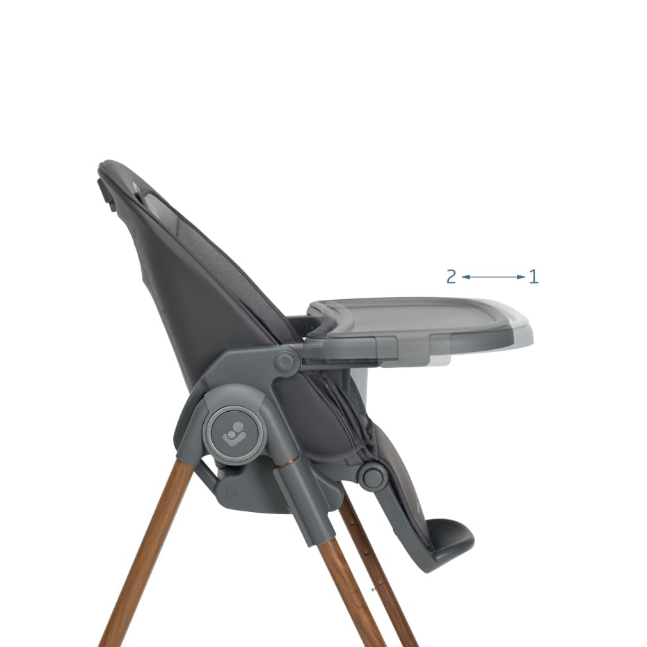 Maxi-Cosi Ava Plus Trona, 0 a 3 años, con almohadilla para recién nacidos incluida, compacta y plegable, ligera (9,62 kg), 6 posiciones de altura, bandeja extraíble, 2 ruedas, Elegance Graphite