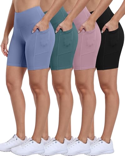 ATHVOTAR Biker Shorts Women with Pockets - 3"/5"/8" High Waisted Workout Spandex Tummy Control Gym Running Yoga Shorts
