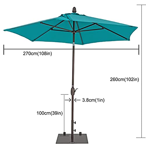 Sun parasol inclinable con botón de pulso y varilla de aluminio azul 4