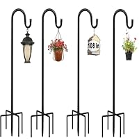 Schäferhaken Garten,Laternenhalter,4 PCS 120 Cm Garden Schäferhaken, Mit Heavy Duty Rust Resistant Haken Mit 5 Prong Base FÜR Solarleuchten, Pflanzenkörbe, Laternen, Vogelhäuschen