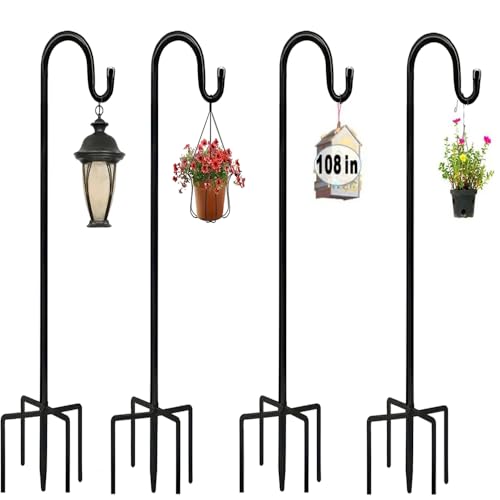 Schäferhaken Garten,Laternenhalter,4 PCS 120 Cm Garden Schäferhaken,...