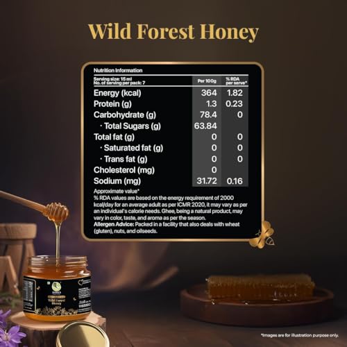 Image of Asmita Organic Farms Wild Forest Honey 300g | 100% Raw, Pure & Natural Honey | Unprocessed, Unpasteurized, Non-GMO | No Added Sugar or Sweeteners | Nutrient-Rich & Antioxidant Superfood | Pack of 3