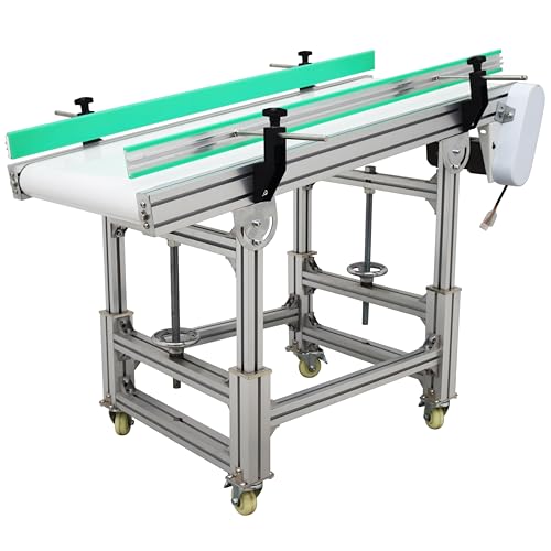 LGXEnzhuo 48inch PU Inclined Wall Conveyor Belt Adjustable Aluminum Industrial Transport Equipment with 20inch Wide Belt for Conveying Bottles Metal Plastic Bags Cartons 110V 120W