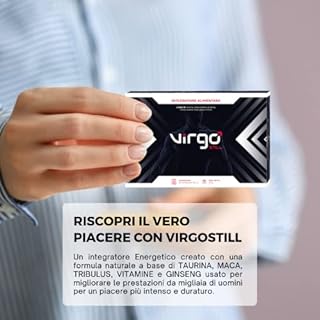 VirgoStill Integratore Sessuale per Uomo - Azione Istantanea e Prolungata per Aumentare Vigore, Prestazioni e Resistenza - 1200mg a Base di Taurina e Vitamine - 30 Pillole