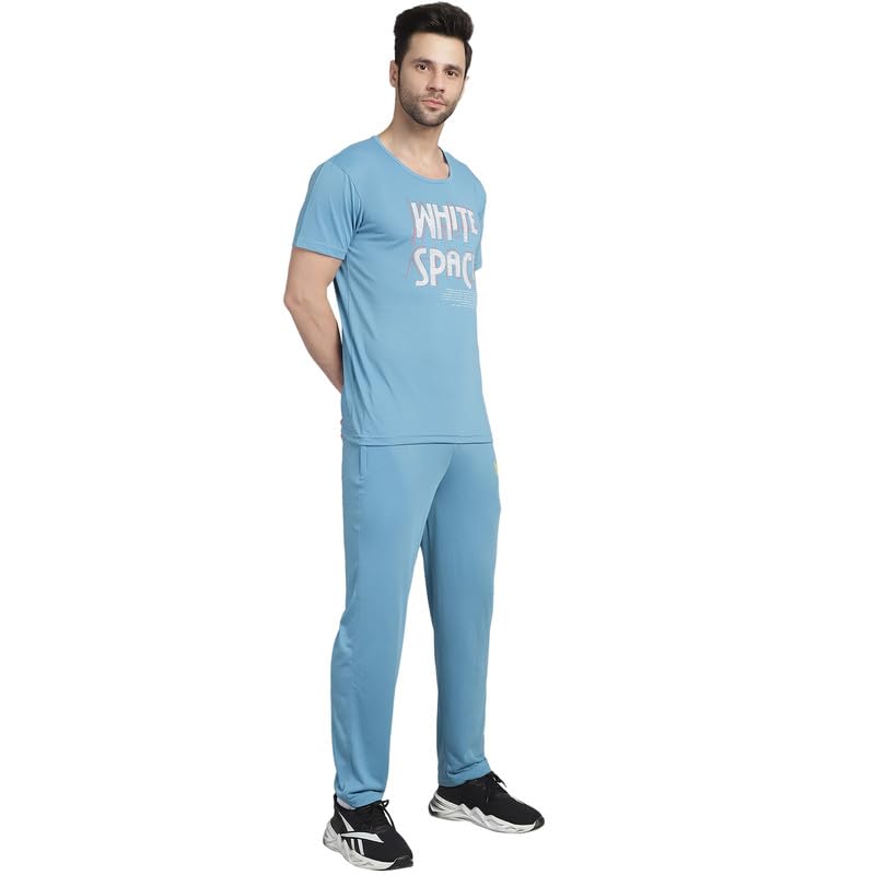 Image of VIMAL JONNEY White Cotton Printed CO-ORD Set Tracksuit for Men-T PRT 23 WHT D10 WHT. 02-P