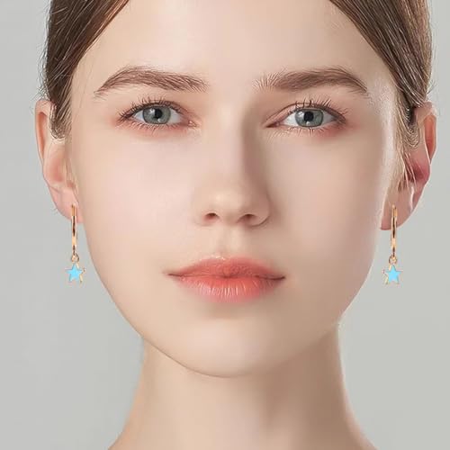 Image of Smiley Face Earrings Huggie Hoop Y2K Preppy Happy Lightning Bolt Heart Star Small Dangle Colorful Gold White Red Pink Yellow Blue Jewelry