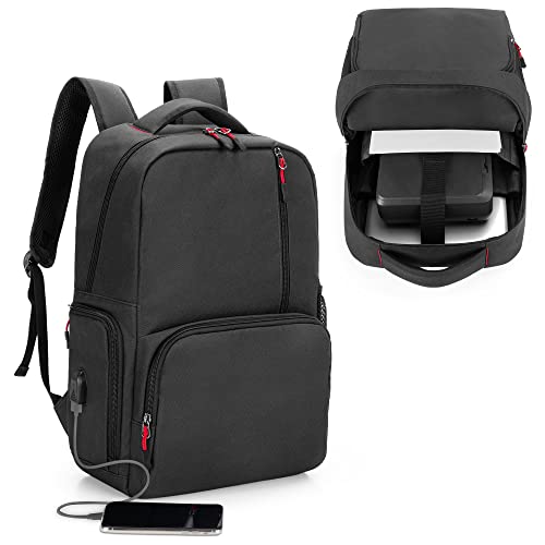 SAMDEW Portable Printer Bag Backpack Compatible with HP OfficeJet 200/250, HP Tango/Tango X, Mobile Printer Carrying Case with Laptop Layer(up to 15.6") & USB Cable, for Travel & Business, Bag Only