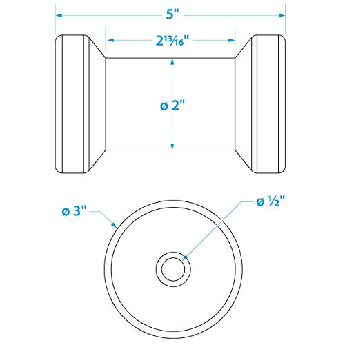 Seachoice Molded Spool Roller W/Plastic Sleeve, Black, Boat Trailer, 5 In. X 1/2 In. #TOP6