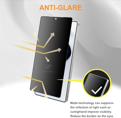 Image of WonRia Pack 1- Matte Privacy Tempered Glass Compatible with Samsung Galaxy S26 Ultra 5G [FingerPrint Unlock] Screen Guard Protector | Anti-Spy | Anti Glare| Case Friendly - Installation Kit