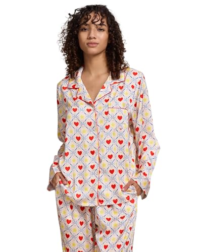 Image of YiNi LuLu Womens Silk Satin Pajamas Set Button Down 2 Piece Pjs Long Sleeve Oversized Sleepwear with Pockets