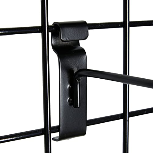 12 Inch Black Peg Hook For Wire Grid - Pack Of 50 - For Use With 3” On Center Wire Grid And Slat Grid Panels - Metal Display Hooks For Gridwall - Great For Retail, Convenience, And Thrift Stores #TOP2