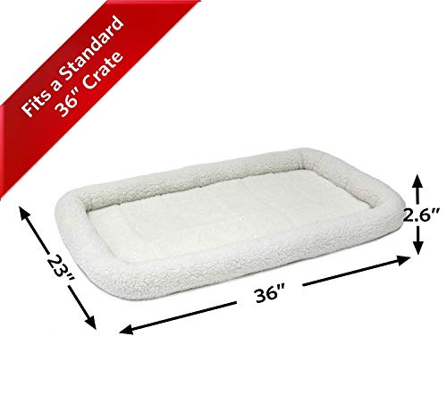 image for MidWest Homes for Pets QuietTime Dog Bed – White Fleece Bolster, Ult