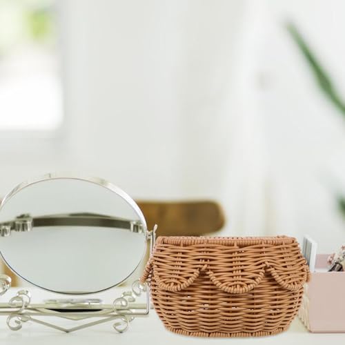 Panier de rangement marron à capacité optimale avec couvercle inclus