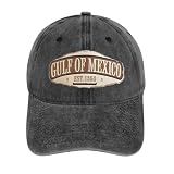 MissFox Gulf of Mexico Hat, Adjustable Gulf of Mexico Hat Est 1550, Vintage Breathable Baseball Cap for Men & Women Charcoal