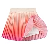 Girls' Gradient Print Skorts with Built-in Shorts | High Waisted Adjustable Skater Skirt for School & Play Orange Age 11-12Years