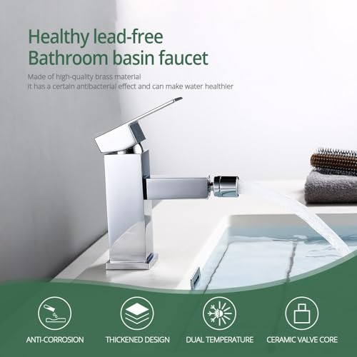 Grifo mezclador de lavabo cromado y monomando de alta precisión 6