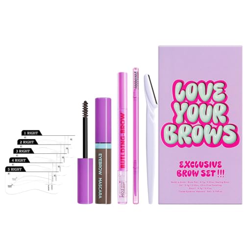 ETUCYNG Kit de maquillaje de cejas con tarjeta de cejas, resistente al agua, resistente al agua, kit de maquillaje con tarjeta de cejas, máscara de pestañas, crema de cejas, recortador de cejas para
