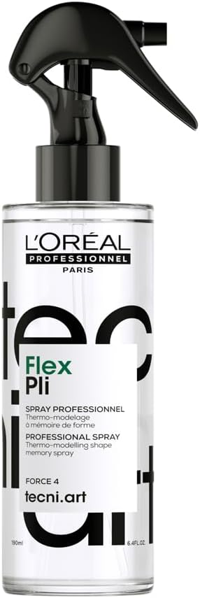 L’Oréal Professionnel, Volumegevende en Hittebeschermende Haarspray, Voor Weerbarstig Haar, Hittebescherming en Sterke Fixatie, Flex Pli, 190ml