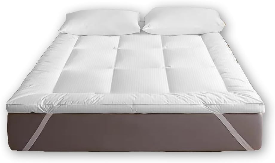 Sleep Well Soft Material Stripe Mattress Topper - 600GSM (120x200+7cm - White)