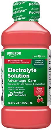 Amazon Basic Care Advantage Care Electrolyte Solution with Prevital Prebiotics, Cherry Punch, Hydration Drink, Replenish Electrolytes, Fluid & Zinc, 33.8 Fl Oz