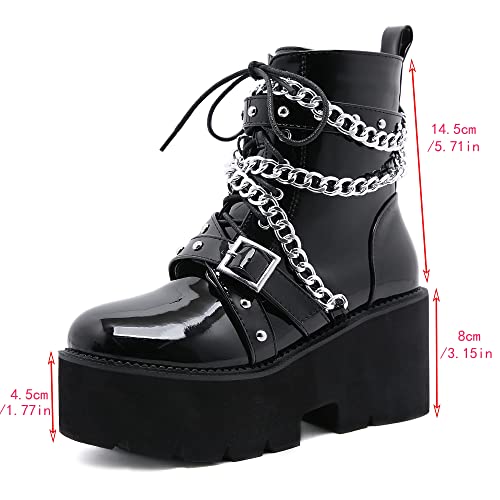 Bottes de combat en cuir synthétique à talon haut chunky - 6