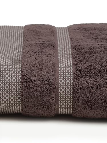 Image of Spaces Hygro Cotton Bath Towel Dries You Quicker Blooms Softer When Washed Dries You Quicker 600 GSM Dark Brown Cotton Towels for Bath