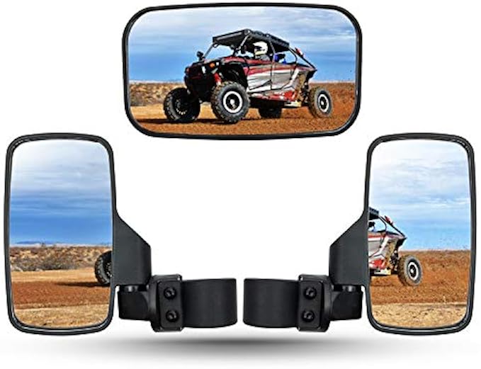 RANSOTO UTV Rearview Side Mirror And Center Mirror Set 1.6" - 2" Bar Compatible with Polaris RZR Ranger Can-Am Maverick Yamaha Rhino Kawasaki Honda Pioneer Talon Arctic Cat